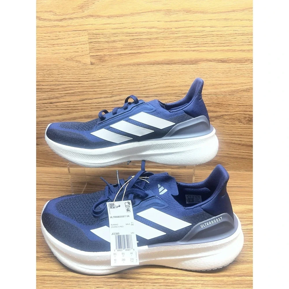 Adidas Ultraboost 5X Running Shoes White Navy Blue Men's Size 10. JI3385